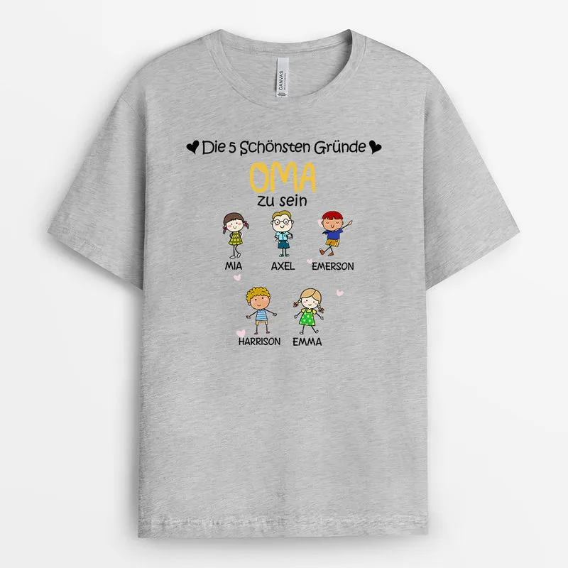 Schönsten Gründe Oma Zu Sein - Personalisierte Geschenke | T-Shirt für Oma/Mama