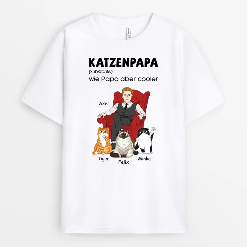 Katzenvater - Personalisierte Geschenke | T-Shirt für Katzenbesitzer