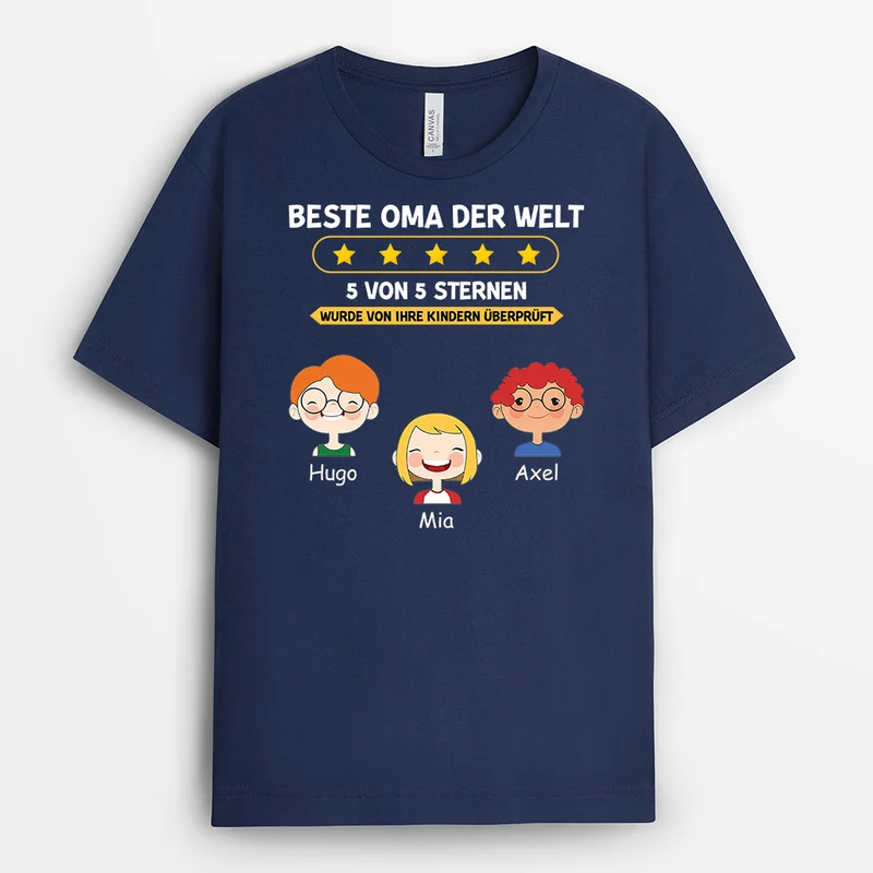 Beste Mama 5 Sternen - Personalisierte Geschenke | T-Shirt für Mama/Oma