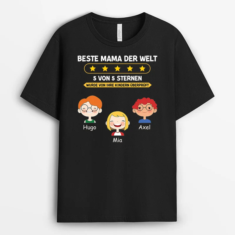 Beste Mama 5 Sternen - Personalisierte Geschenke | T-Shirt für Mama/Oma
