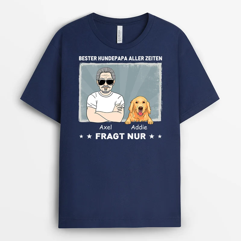 Bester Hundepapa - Personalisierte Geschenke | T-Shirt für Hundebesitzer