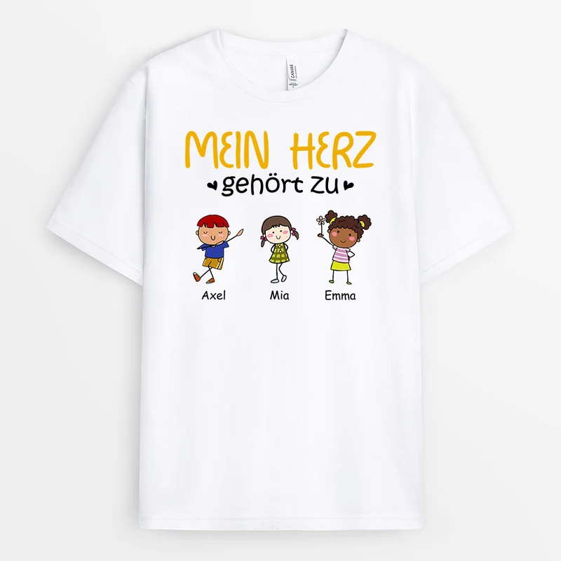 Mein Herz Gehört Zu - Personalisierte Geschenke | T-Shirt für Mama/Papa