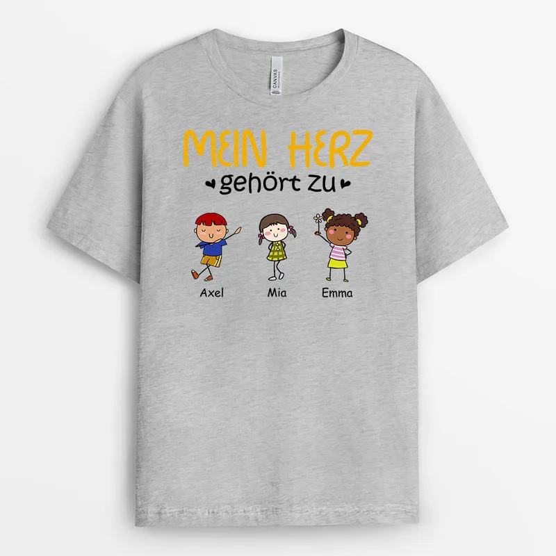 Mein Herz Gehört Zu - Personalisierte Geschenke | T-Shirt für Mama/Papa