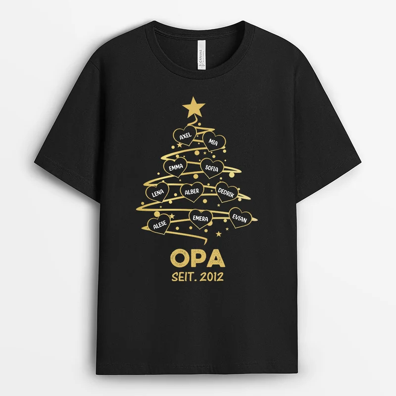 Weihnachtsbaum Mit Herzen - Personalisierte Geschenke | T-Shirt für Oma/Opa