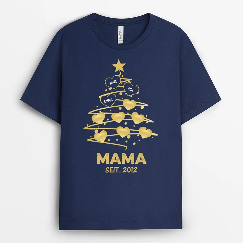 Weihnachtsbaum Mit Herzen - Personalisierte Geschenke | T-Shirt für Oma/Opa