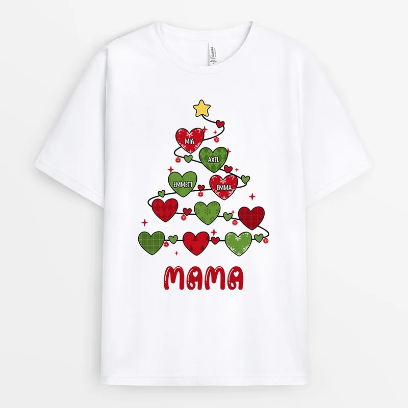 Weihnachtsbaum Mit Herzen - Personalisierte Geschenke | T-Shirt für Mama/Oma
