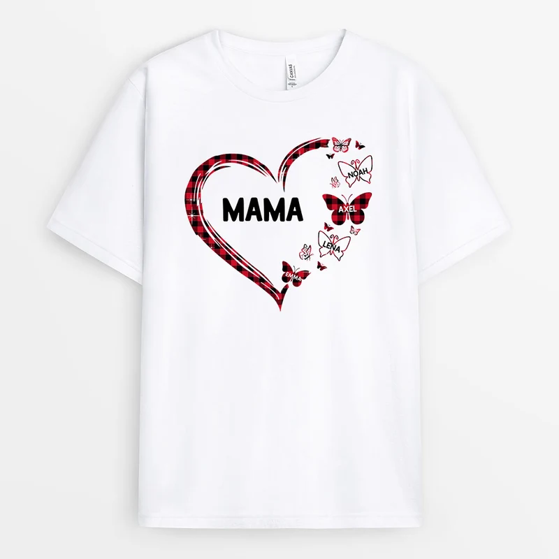 Kariertes Herzenmuster - Personalisierte Geschenke | T-Shirt für Oma/Mama