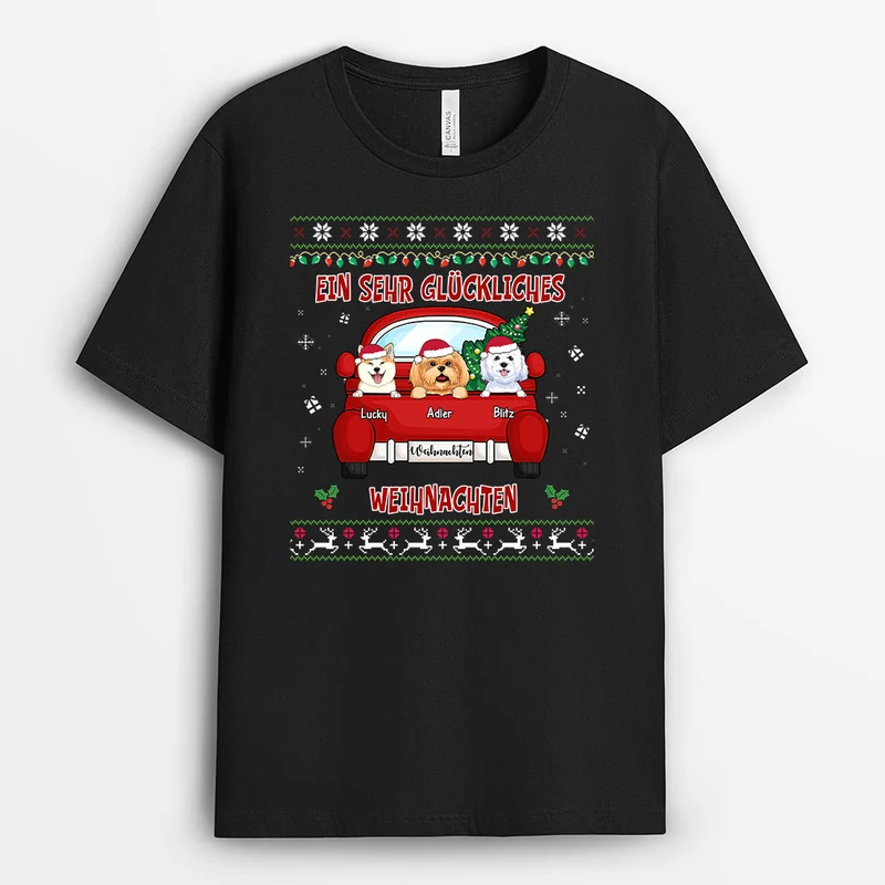 Ein Sehr Glückliches Weihnachten - Personalisierte Geschenke | T-Shirt für Hundeliebhaber