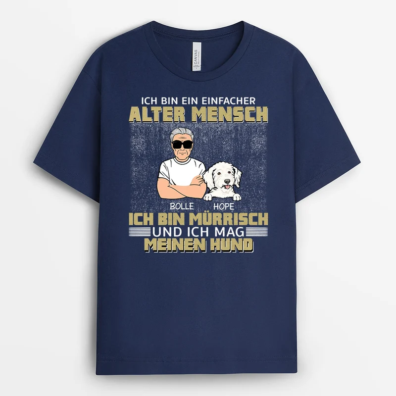 Mensch Mürrisch Mag Meine Hunde - Personalisierte Geschenke | T-Shirt für Hundeliebhaber