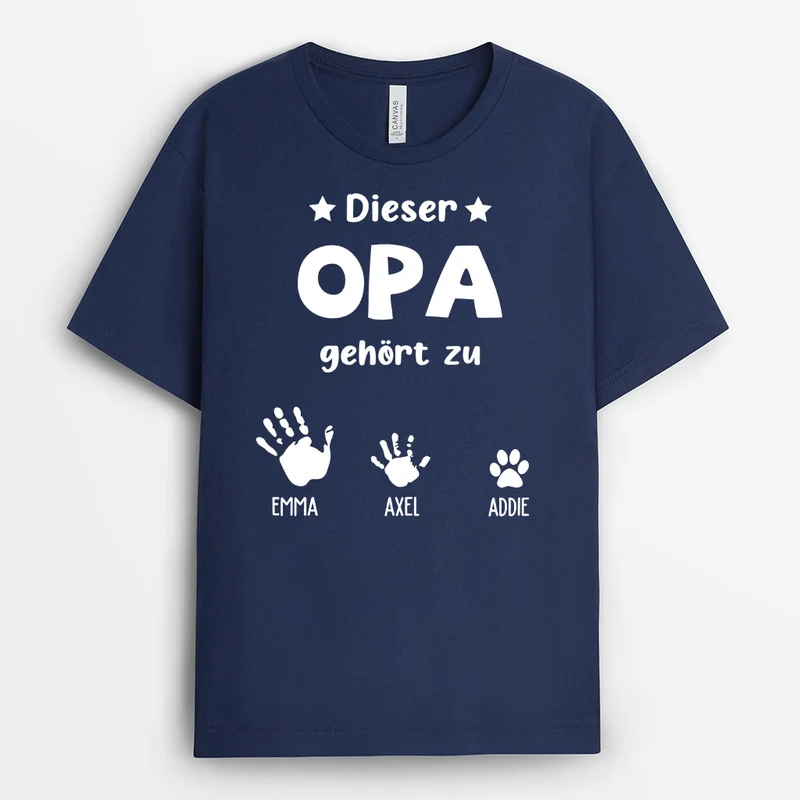 Dieser Opa Papa Gehört Zu - Personalisierte Geschenke | T-Shirt für Opa/Papa