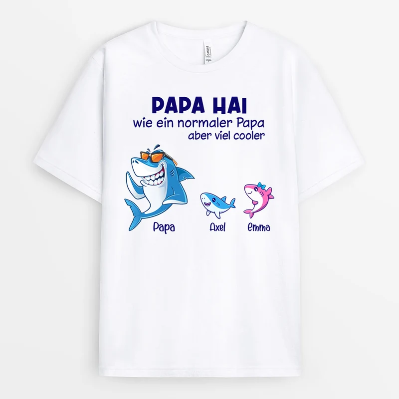 Papa Hai - Personalisierte Geschenke | T-Shirt für Opa/Papa