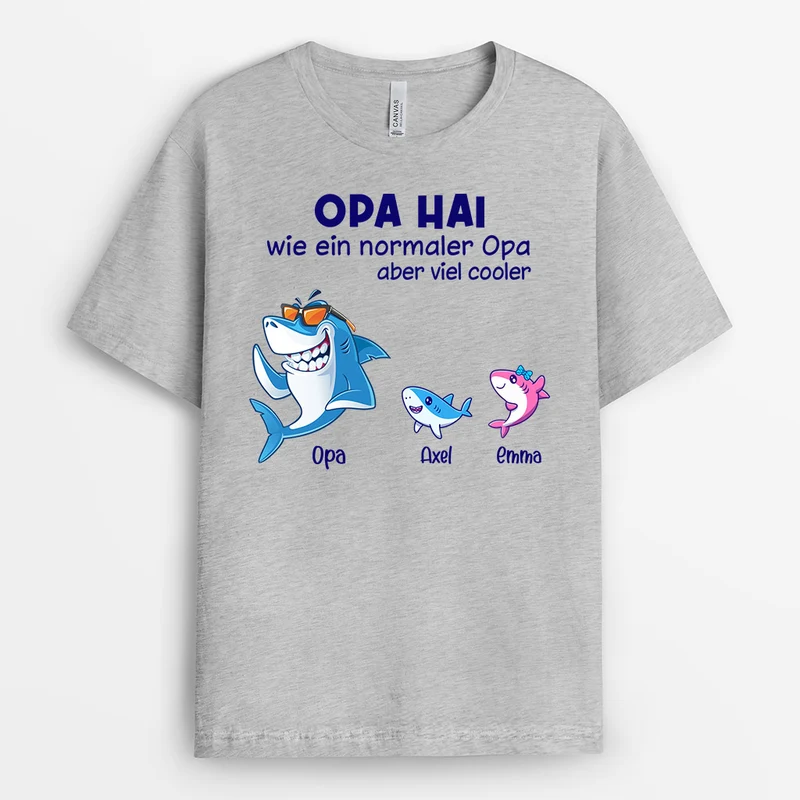Papa Hai - Personalisierte Geschenke | T-Shirt für Opa/Papa