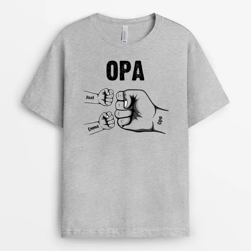 Fauststoß Papa Opa und Kinder - Personalisierte Geschenke | T-Shirt für Opa/Papa