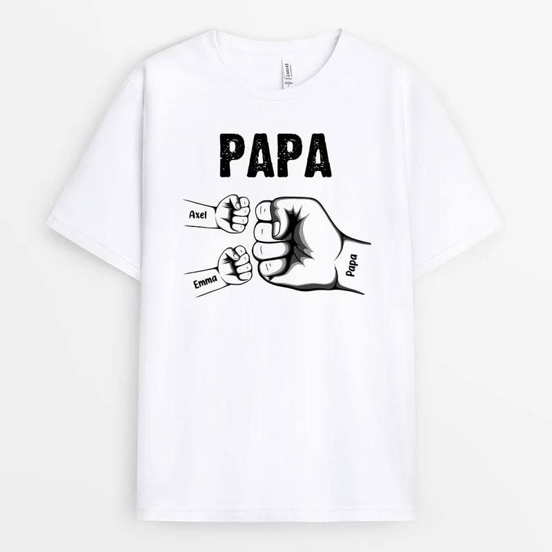 Fauststoß Papa Opa und Kinder - Personalisierte Geschenke | T-Shirt für Opa/Papa