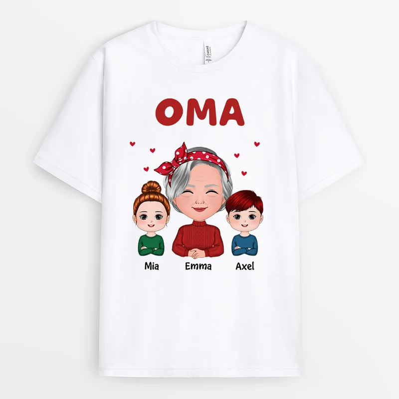 Oma Und Enkelkinder - Personalisierte Geschenke | T-Shirt für Mama/Oma