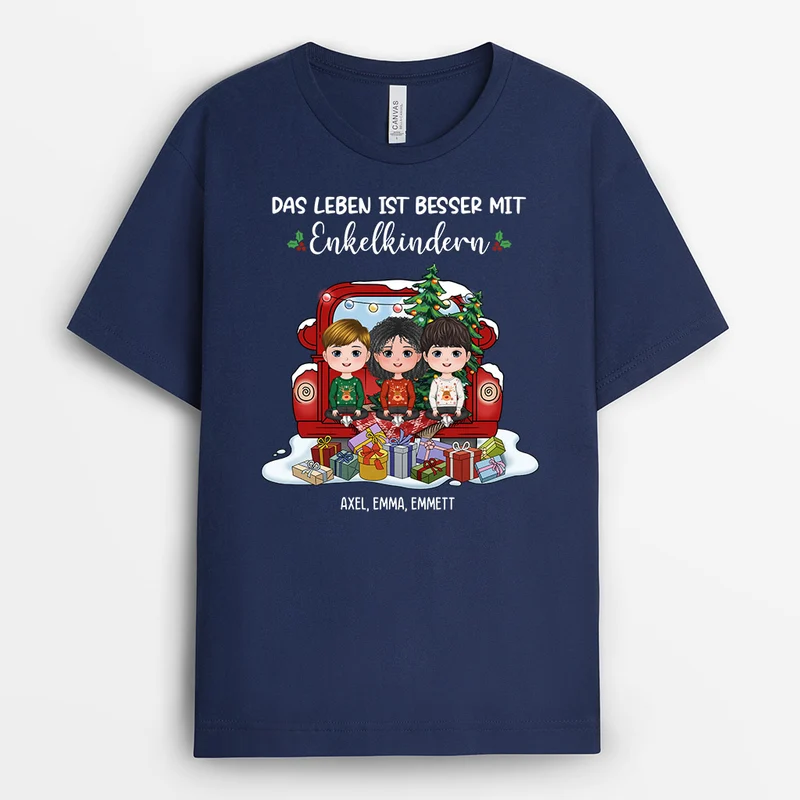 Das Leben Ist Besser Mit Enkelkinder - Personalisierte Geschenke | T-Shirt für Opa/Oma