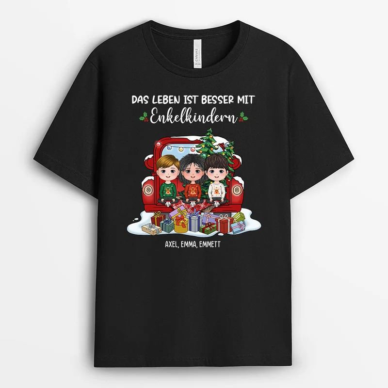 Das Leben Ist Besser Mit Enkelkinder - Personalisierte Geschenke | T-Shirt für Opa/Oma