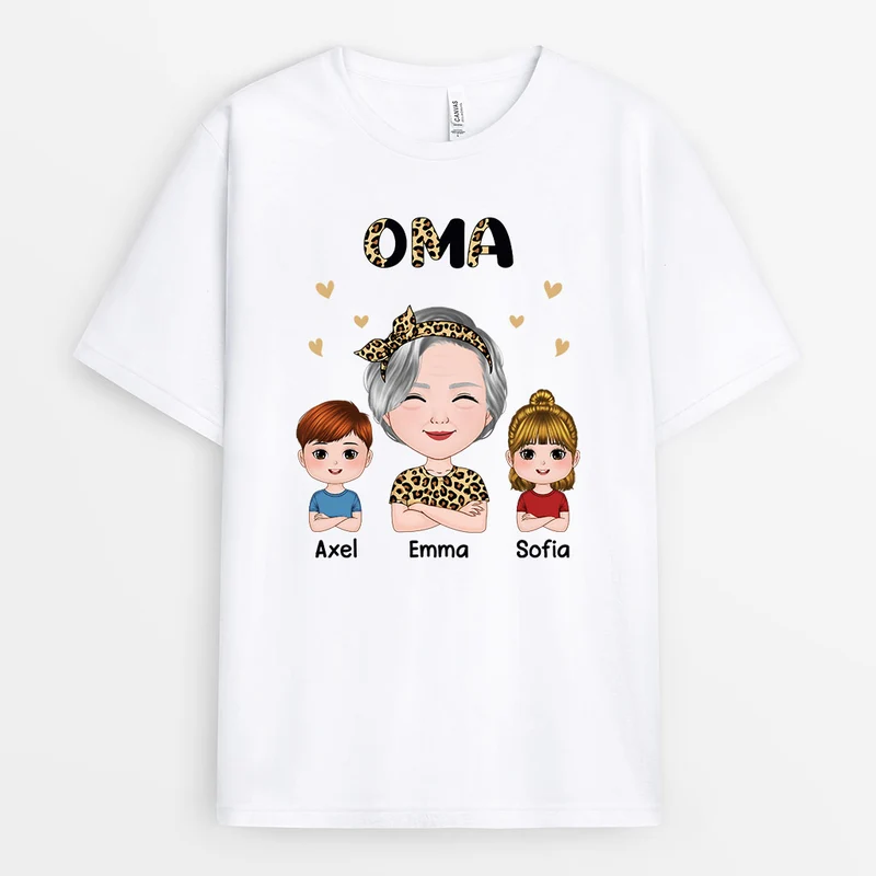 Oma Leopard - Personalisierte Geschenke | T-Shirt für Mama/Oma