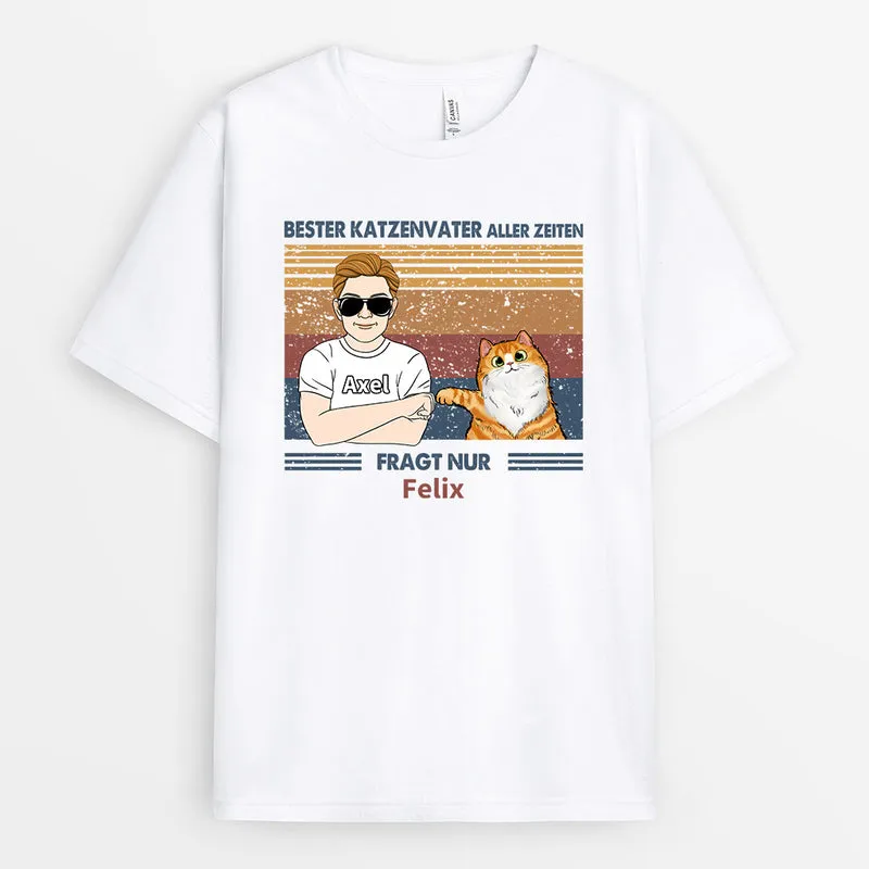 Bester Katzenvater Aller Zeiten - Personalisierte Geschenke | T-Shirt für Katzenbesitzer