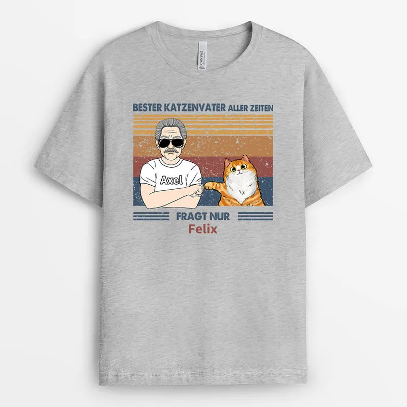 Bester Katzenvater Aller Zeiten - Personalisierte Geschenke | T-Shirt für Katzenbesitzer