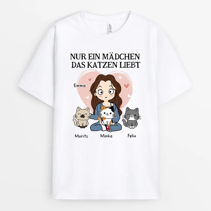 Nur ein mädchen das katzen liebt - Personalisierte Geschenke | T-Shirt für Oma/Mama