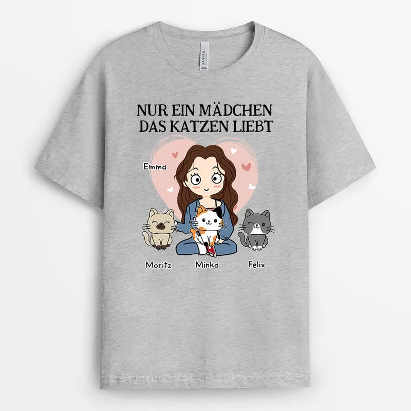 Nur ein mädchen das katzen liebt - Personalisierte Geschenke | T-Shirt für Oma/Mama