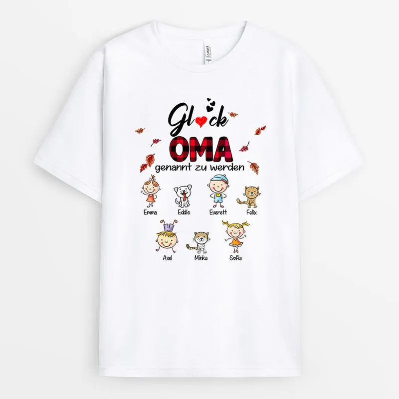 Glück, Oma genannt zu werden - Personalisierte Geschenke | T-Shirt für Oma/Mama