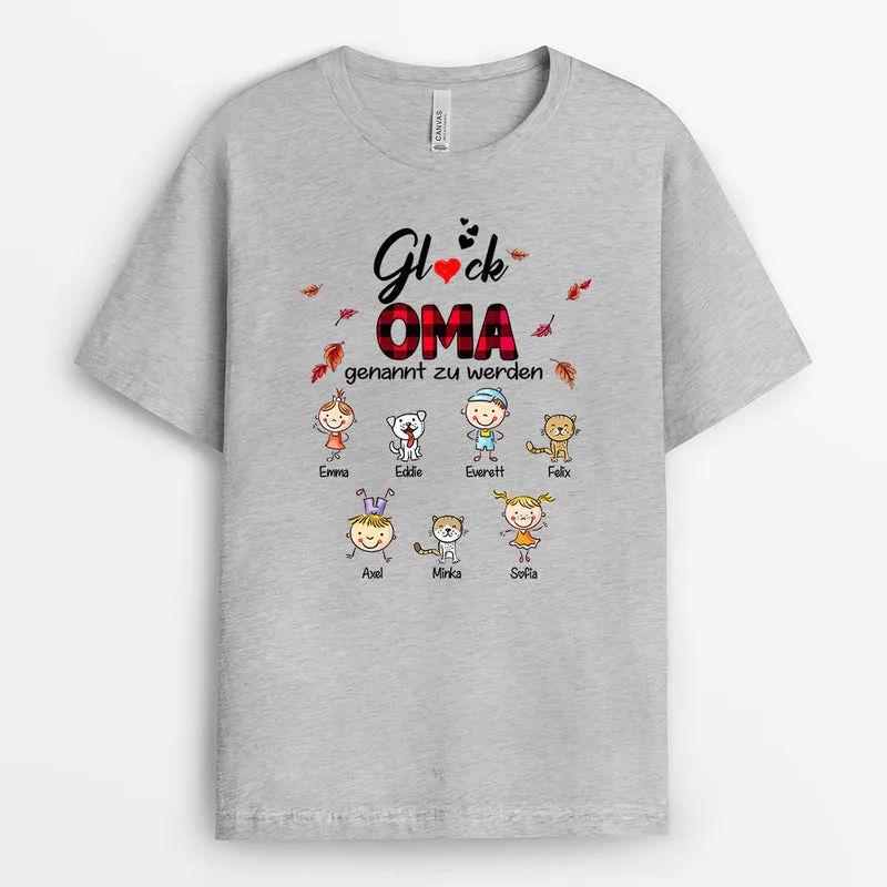 Glück, Oma genannt zu werden - Personalisierte Geschenke | T-Shirt für Oma/Mama