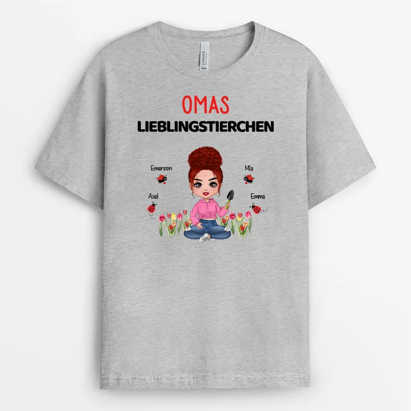 Omas Lieblingstierchen - Personalisierte Geschenke | T-Shirt für Oma/Mama