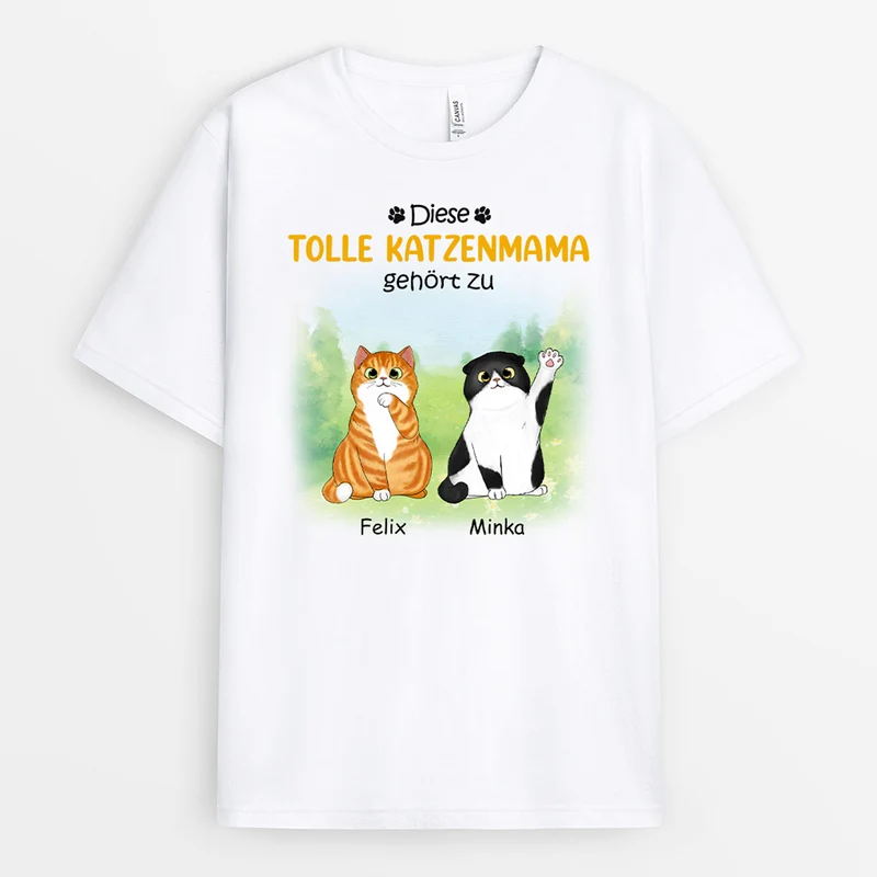 Diese Katzenmama Gehört Zu - Personalisierte Geschenke | T-Shirt für Katzenbesitzer