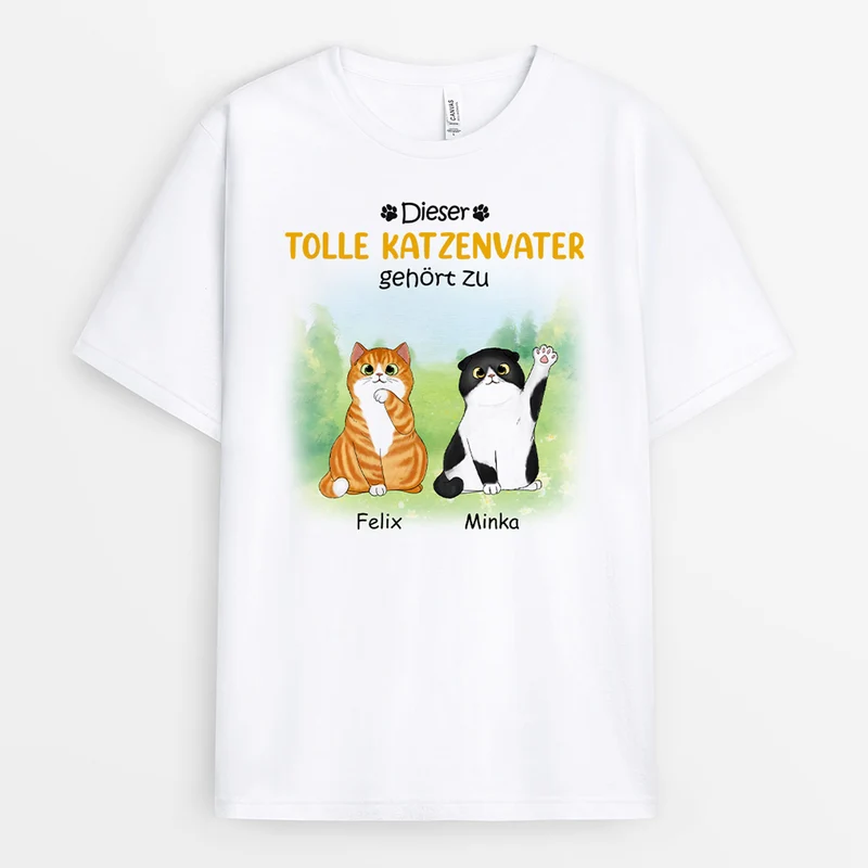 Dieser Katzenpapa Gehört Zu - Personalisierte Geschenke | T-Shirt für Katzenbesitzer
