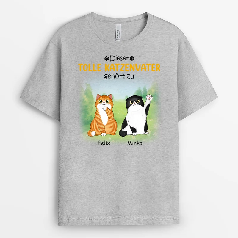Dieser Katzenpapa Gehört Zu - Personalisierte Geschenke | T-Shirt für Katzenbesitzer