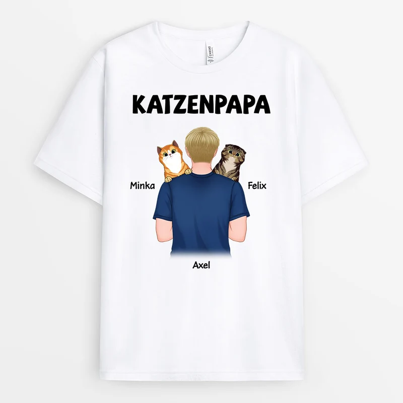 Katzen Papa - Personalisierte Geschenke | T-Shirt für Katzenbesitzer
