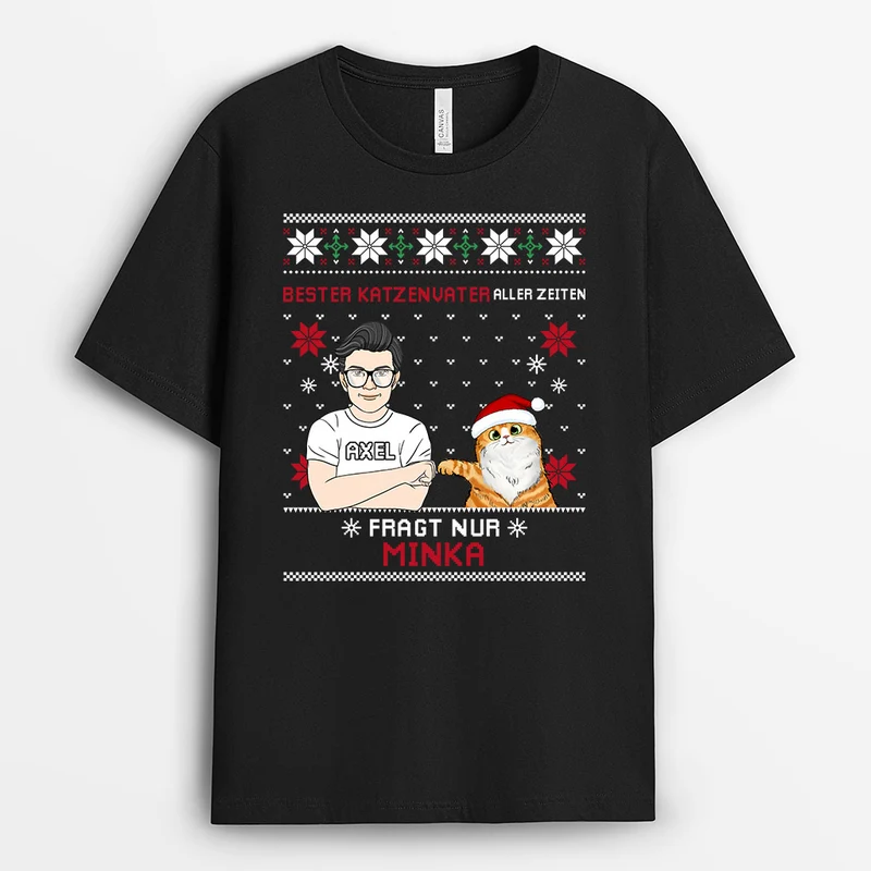 Bester Katzenvater Aller Zeiten - Personalisierte Geschenke | T-Shirt für Katzenbesitzer