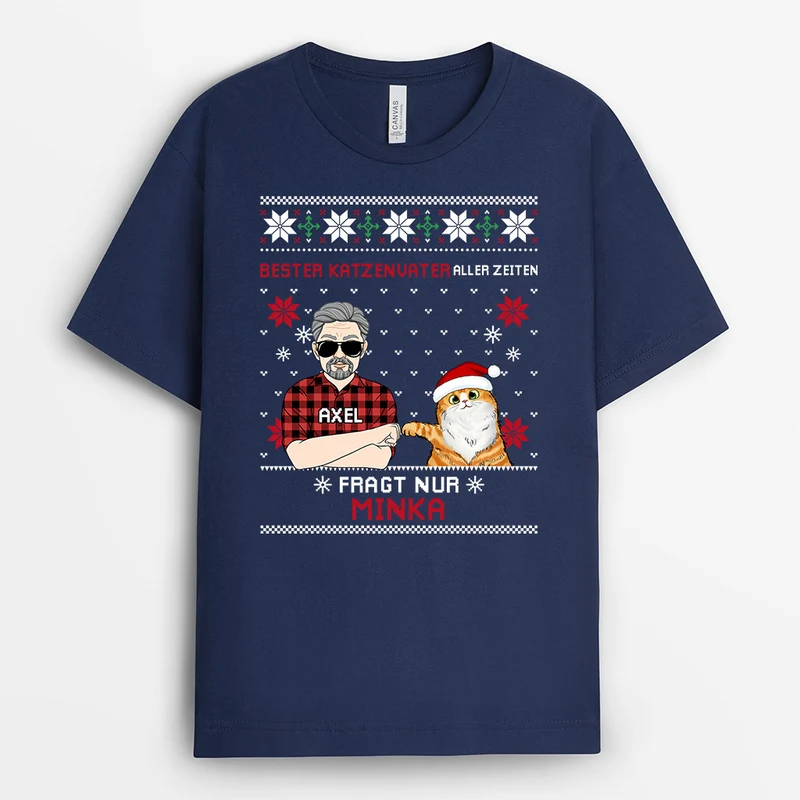 Bester Katzenvater Aller Zeiten - Personalisierte Geschenke | T-Shirt für Katzenbesitzer