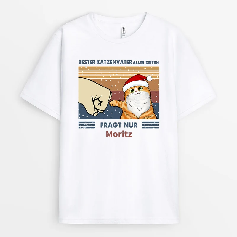 Bester Katzenvater Aller Zeiten - Personalisierte Geschenke | T-Shirt für Katzenbesitzer/Katzenpapa