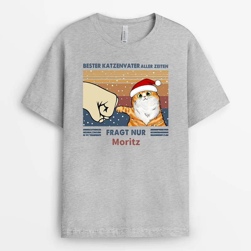 Bester Katzenvater Aller Zeiten - Personalisierte Geschenke | T-Shirt für Katzenbesitzer/Katzenpapa