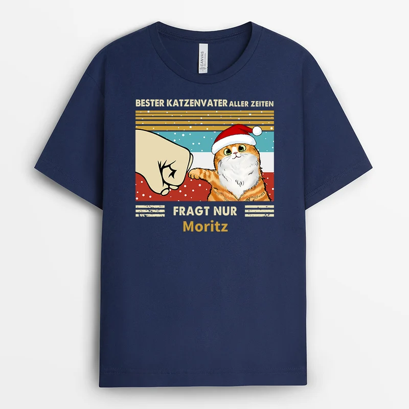 Bester Katzenvater Aller Zeiten - Personalisierte Geschenke | T-Shirt für Katzenbesitzer/Katzenpapa
