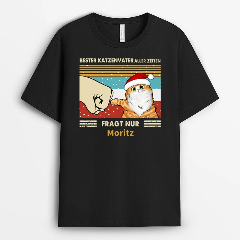 Bester Katzenvater Aller Zeiten - Personalisierte Geschenke | T-Shirt für Katzenbesitzer/Katzenpapa