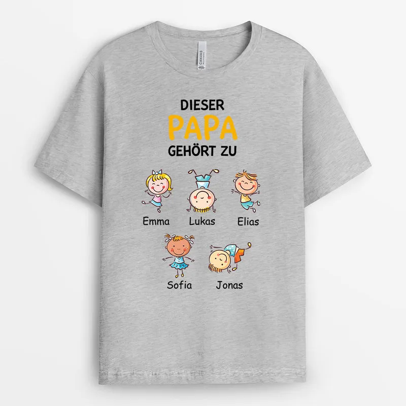 Dieser Papa Gehört Zu- Personalisierte Geschenke | T-Shirt für Papa/Opa