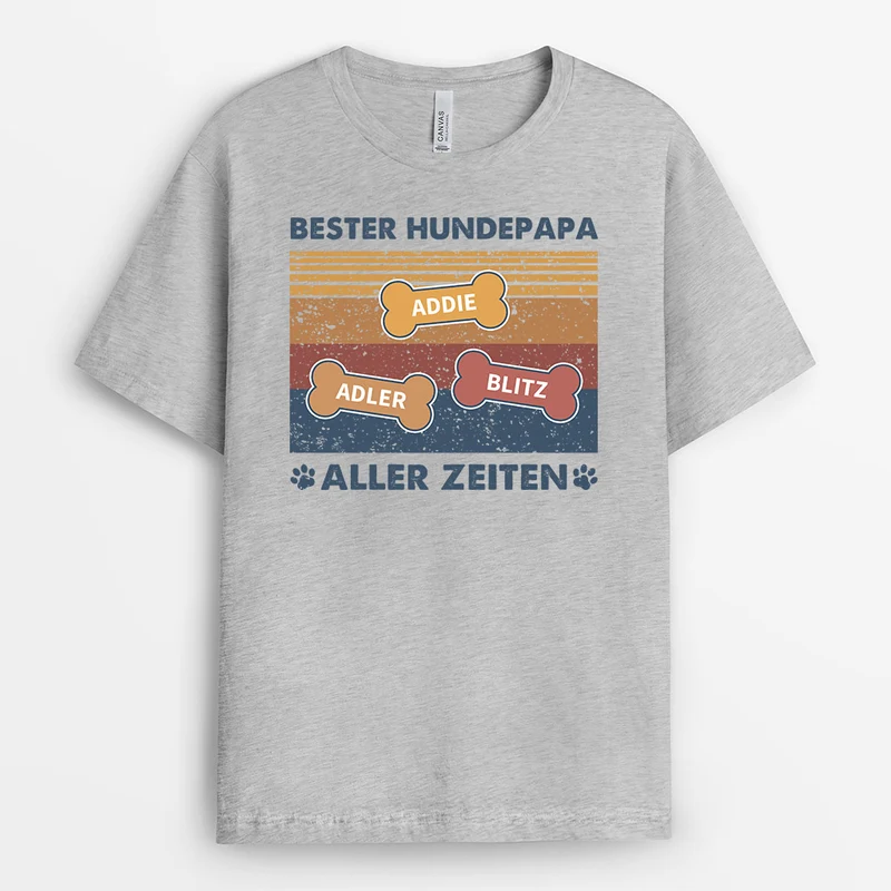 Bester Hunde Papa Aller Zeiten - Personalisierte Geschenke | T-Shirt für Hundebesitzer