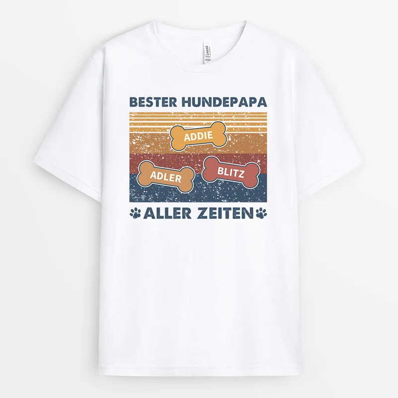 Bester Hunde Papa Aller Zeiten - Personalisierte Geschenke | T-Shirt für Hundebesitzer