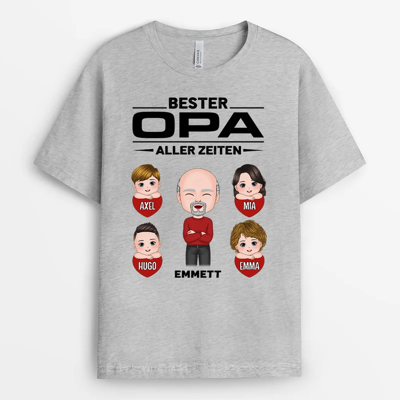 Bester Papa Opa Aller Zeiten - Personalisierte Geschenke | T-Shirt für Papa/Opa