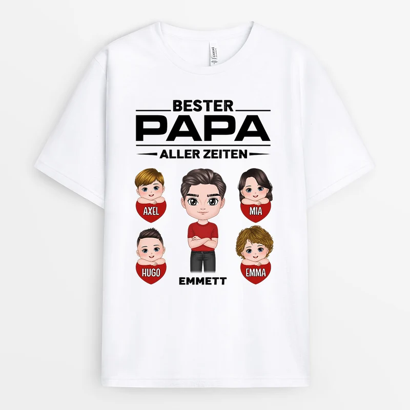 Bester Papa Opa Aller Zeiten - Personalisierte Geschenke | T-Shirt für Papa/Opa