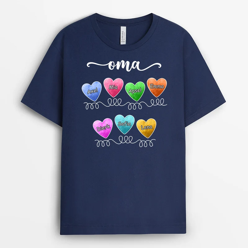 Omas Mamas Herzen - Personalisierte Geschenke | T-Shirt für Mama/Oma