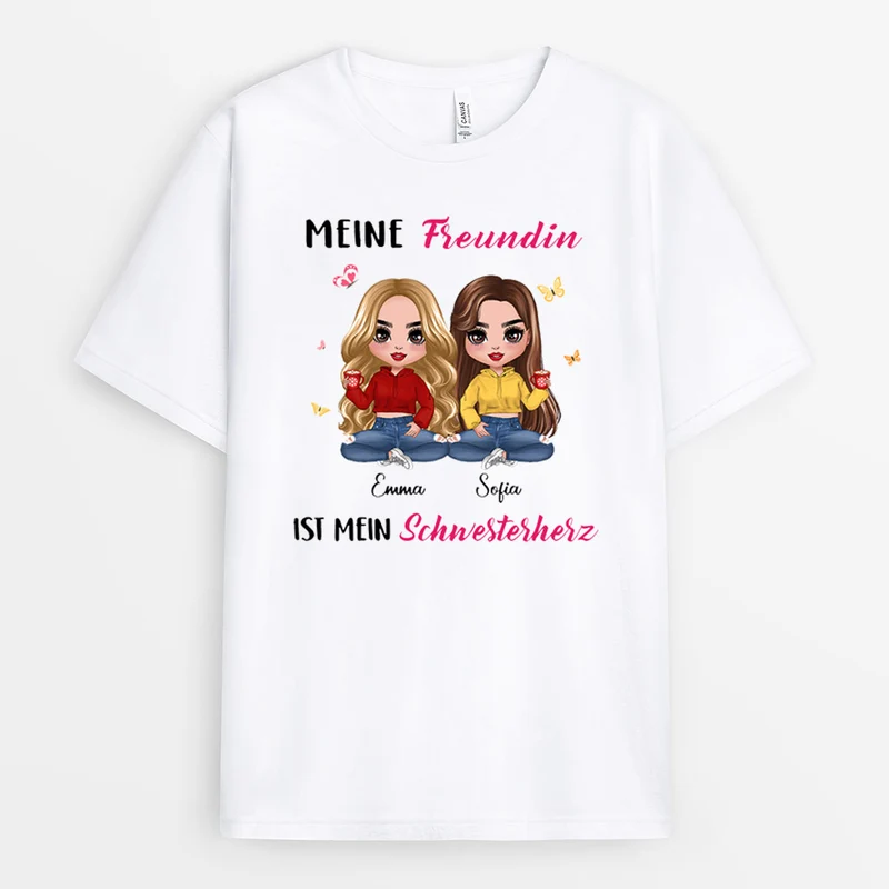 Meine Freundin Ist Mein Schwesterherz - Personalisierte Geschenke | T-Shirt für Besties/Beste Freundin