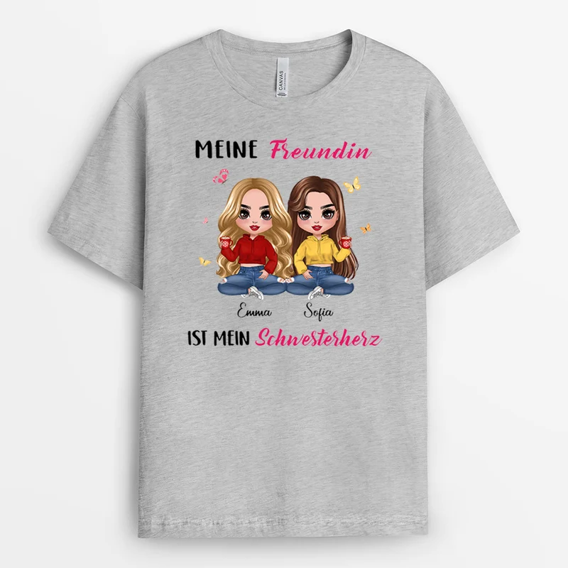 Meine Freundin Ist Mein Schwesterherz - Personalisierte Geschenke | T-Shirt für Besties/Beste Freundin