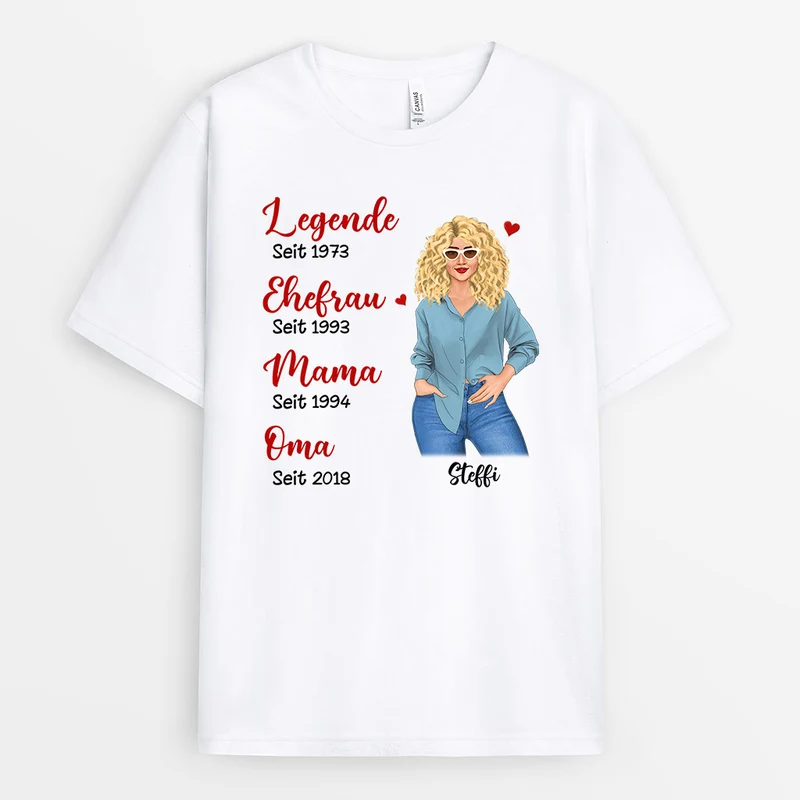 Legende Frau Mama Oma - Personalisierte Geschenke | T-Shirt für Oma/Mama
