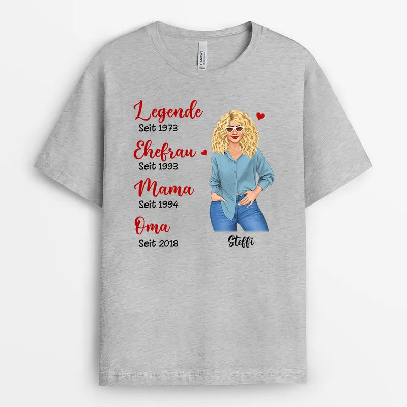 Legende Frau Mama Oma - Personalisierte Geschenke | T-Shirt für Oma/Mama