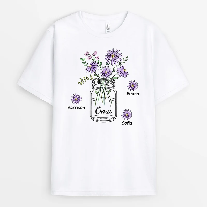 Omas Blumen - Personalisierte Geschenke | T-Shirt für Mama/Oma